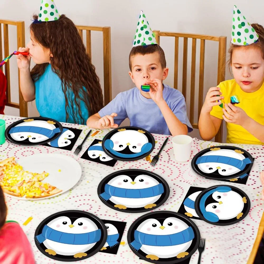 Premium Penguin Birthday Party Tableware - 96 Pcs for a Delightful Celebration